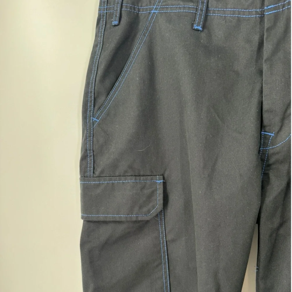 True Religion Mens Cargo Pants Jet Black‎ Pacific Blue Contrast Stitch Size 34
